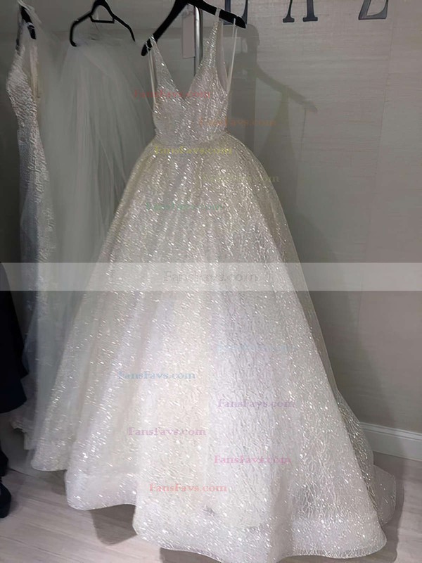 Princess V-neck Glitter Floor-length Prom Dresses #Favs020106524