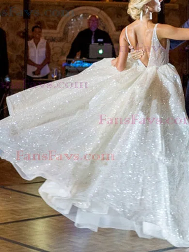 Princess V-neck Glitter Floor-length Prom Dresses #Favs020106524