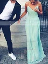 A-line V-neck Chiffon Floor-length Ruffles Prom Dresses #Favs020102734