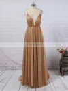 A-line V-neck Glitter Sweep Train Prom Dresses #Favs020106528