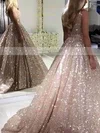 Ball Gown V-neck Glitter Sweep Train Prom Dresses #Favs020106536