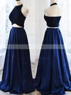 A-line Halter Satin Floor-length Prom Dresses #Favs020102737