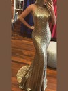Trumpet/Mermaid Halter Sequined Sweep Train Prom Dresses #Favs020106537