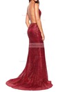 Sheath/Column V-neck Sequined Floor-length Prom Dresses #Favs020106541