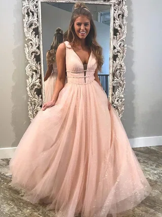 Princess V-neck Glitter Floor-length Beading Prom Dresses #Favs020106542 Princess V-neck Glitter Floor-length Beading Prom Dresses #Favs020106542