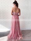 A-line Sweetheart Glitter Floor-length Beading Prom Dresses #Favs020106544