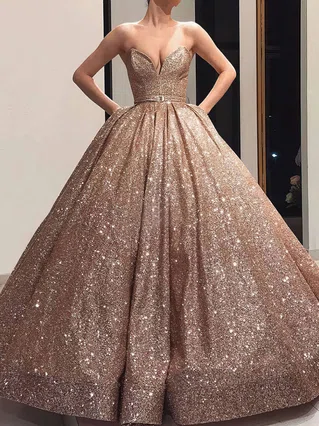 Ball Gown V-neck Shimmer Crepe Floor-length Sashes / Ribbons Prom Dresses #Favs020106547 Ball Gown V-neck Shimmer Crepe Floor-length Sashes / Ribbons Prom Dresses #Favs020106547