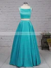 A-line Square Neckline Satin Sweep Train Pockets Prom Dresses #Favs020102754