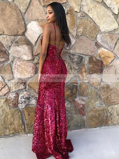 Trumpet/Mermaid V-neck Sequined Floor-length Prom Dresses #Favs020106549