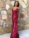 Trumpet/Mermaid V-neck Sequined Floor-length Prom Dresses #Favs020106549