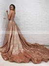 Princess V-neck Sequined Court Train Prom Dresses #Favs020106552