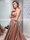 Princess V-neck Sequined Court Train Prom Dresses #Favs020106552