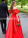 Ball Gown Off-the-shoulder Satin Sweep Train Prom Dresses #Favs020106696