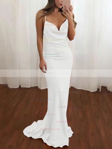 Sheath/Column Cowl Neck Silk-like Satin Sweep Train Prom Dresses #Favs020106728