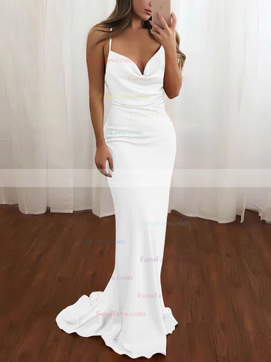 Sheath/Column Cowl Neck Silk-like Satin Sweep Train Prom Dresses #Favs020106728