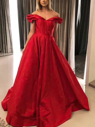 Princess Off-the-shoulder Satin Sweep Train Sashes / Ribbons Prom Dresses #Favs020106761 Princess Off-the-shoulder Satin Sweep Train Sashes / Ribbons Prom Dresses #Favs020106761