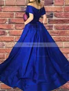 Ball Gown Off-the-shoulder Satin Sweep Train Split Front Prom Dresses #Favs020106762