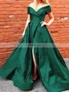 Ball Gown Off-the-shoulder Satin Sweep Train Split Front Prom Dresses #Favs020106762