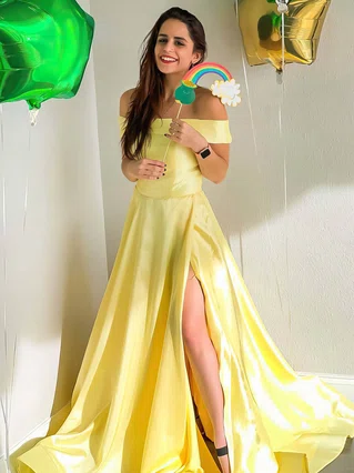 A-line Off-the-shoulder Satin Sweep Train Split Front Prom Dresses #Favs020106803 A-line Off-the-shoulder Satin Sweep Train Split Front Prom Dresses #Favs020106803