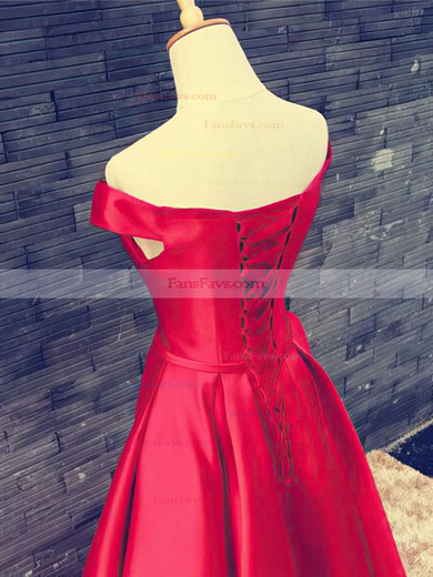 A-line Off-the-shoulder Satin Floor-length Sashes / Ribbons Prom Dresses #Favs020102879