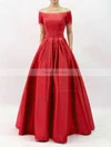 A-line Off-the-shoulder Satin Floor-length Sashes / Ribbons Prom Dresses #Favs020102879