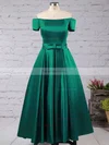 A-line Off-the-shoulder Satin Floor-length Sashes / Ribbons Prom Dresses #Favs020102879