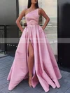 A-line Strapless Satin Sweep Train Sashes / Ribbons Prom Dresses #Favs020106846