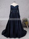 Ball Gown Off-the-shoulder Satin Sweep Train Beading Prom Dresses #Favs020102895