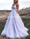Ball Gown V-neck Glitter Sweep Train Pockets Prom Dresses #Favs020106872