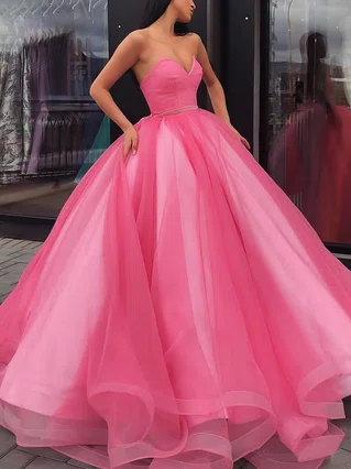 Ball Gown V-neck Organza Floor-length Sashes / Ribbons Prom Dresses #Favs020106884