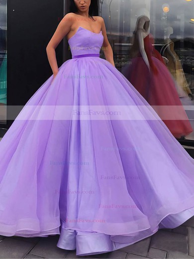 Ball Gown V-neck Organza Floor-length Sashes / Ribbons Prom Dresses #Favs020106884