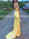 Trumpet/Mermaid One Shoulder Satin Sweep Train Prom Dresses #Favs020106891