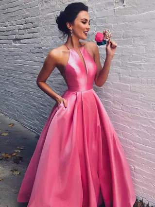 Ball Gown Scoop Neck Satin Floor-length Pockets Prom Dresses #Favs020106893 Ball Gown Scoop Neck Satin Floor-length Pockets Prom Dresses #Favs020106893