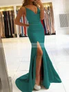 Trumpet/Mermaid Cowl Neck Stretch Crepe Sweep Train Split Front Prom Dresses #Favs020106917
