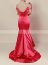 Trumpet/Mermaid Off-the-shoulder Satin Sweep Train Tiered Prom Dresses #Favs020102917