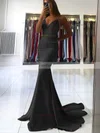 Trumpet/Mermaid V-neck Silk-like Satin Sweep Train Prom Dresses #Favs020106919