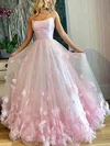 Ball Gown Square Neckline Tulle Sweep Train Flower(s) Prom Dresses #Favs020106830