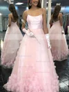 Ball Gown Square Neckline Tulle Sweep Train Flower(s) Prom Dresses #Favs020106830
