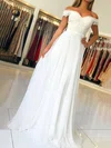 A-line Off-the-shoulder Chiffon Floor-length Beading Prom Dresses #Favs020106467