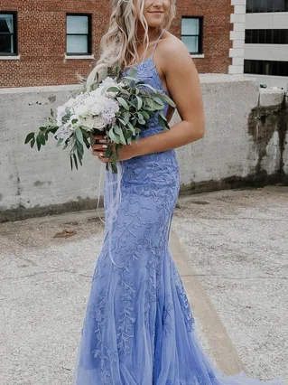 Trumpet/Mermaid Square Neckline Tulle Sweep Train Beading Prom Dresses #Favs020106643