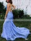Trumpet/Mermaid Square Neckline Tulle Sweep Train Beading Prom Dresses #Favs020106643
