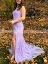 Trumpet/Mermaid Strapless Tulle Sweep Train Appliques Lace Prom Dresses #Favs020106701
