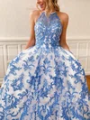Princess Scoop Neck Lace Floor-length Pockets Prom Dresses #Favs020106790