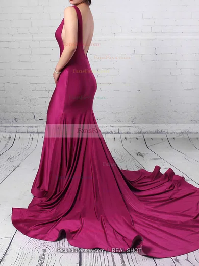 Trumpet/Mermaid Scoop Neck Jersey Court Train Prom Dresses #Favs020102318