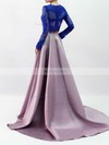 Ball Gown Scalloped Neck Satin Tulle Sweep Train Appliques Lace Prom Dresses #Favs020103307
