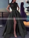 Ball Gown Scoop Neck Satin Sweep Train Beading Prom Dresses #Favs020106885