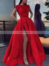 Ball Gown Scoop Neck Satin Sweep Train Beading Prom Dresses #Favs020106885