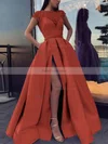 Ball Gown Scoop Neck Satin Sweep Train Beading Prom Dresses #Favs020106885