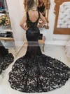 Trumpet/Mermaid V-neck Tulle Court Train Beading Prom Dresses #Favs020106898