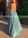 A-line V-neck Glitter Floor-length Sashes / Ribbons Prom Dresses #Favs020106642